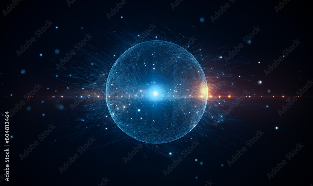 Fototapeta premium A blue circle of light in the starry sky