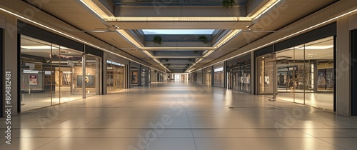 Central perspective of mall corridor.