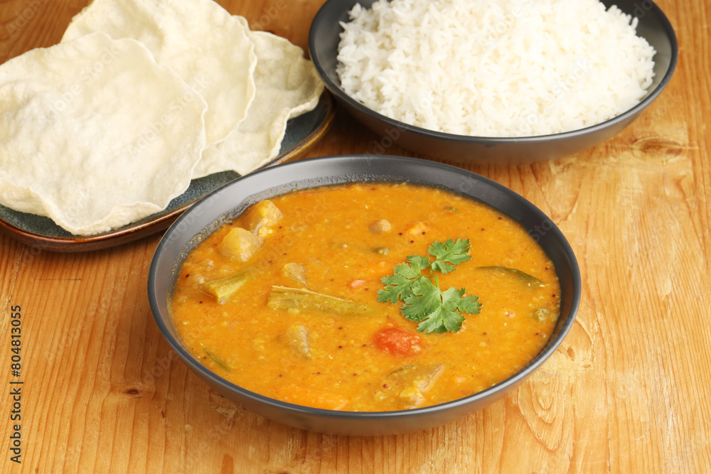 Sambar Rice or Sambar Sadam - One Pot Meal from South Indian state tamil nadu and kerala Sambar Rice or Sambar Sadam - One Pot Meal from South Indian state tamil nadu and kerala