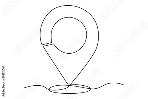 continuous one line google map point route directions and location outline vector art illustration