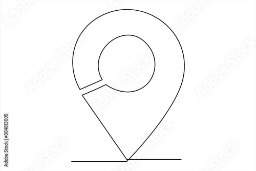 continuous one line google map point route directions and location outline vector art illustration