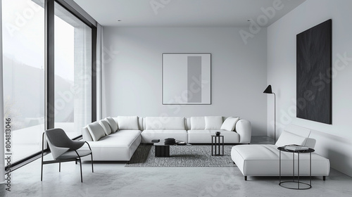 white modern living room iterior