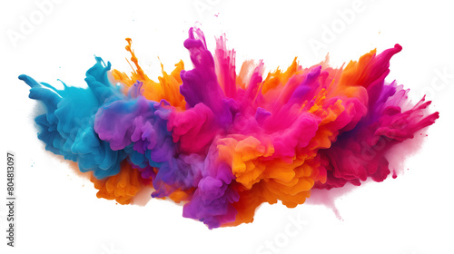 Colorful smoke footage exploding on a transparent background