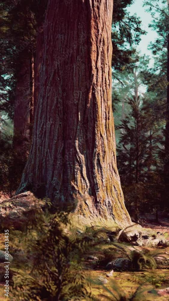 A painting of a forest with trees and rocks A painting of a forest with trees and rocks