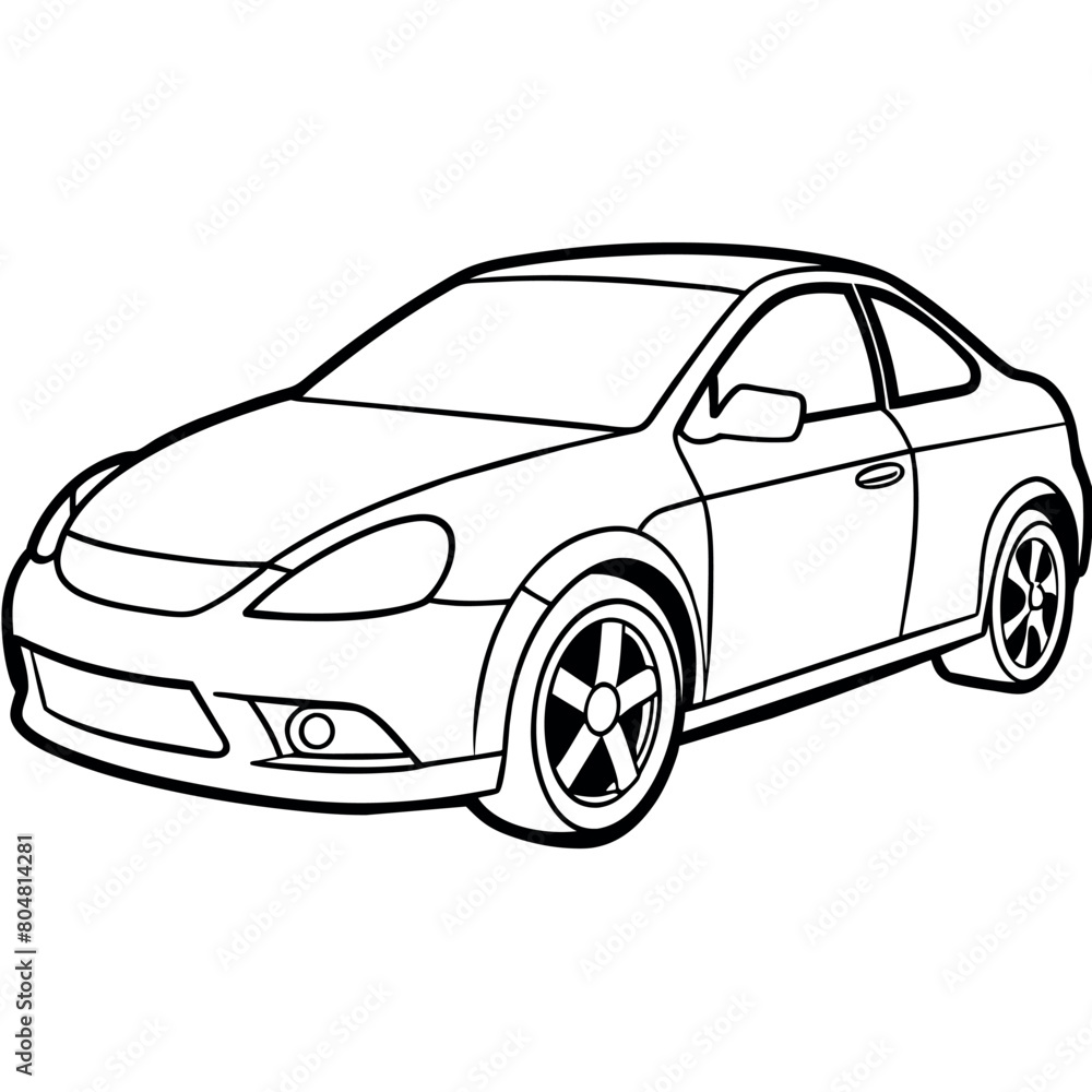 Naklejka premium Car outline illustration digital coloring book page line art drawing