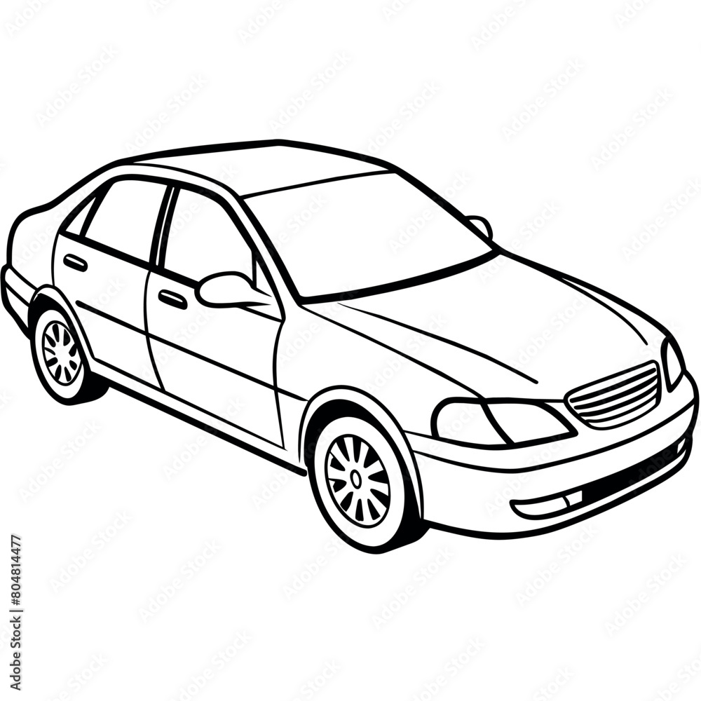 
Car outline illustration digital coloring book page line art drawing