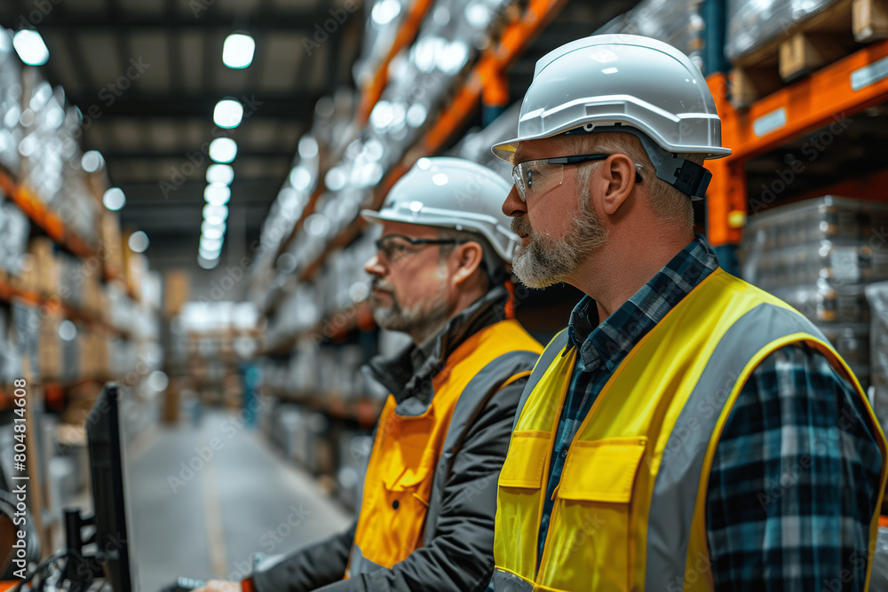 Logistics Managers and Workers Engage in Strategic Shipping Talks amid Warehouse Operations Logistics Managers and Workers Engage in Strategic Shipping Talks amid Warehouse Operations