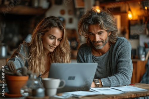 Happy Business Colleagues Working Together on Laptop