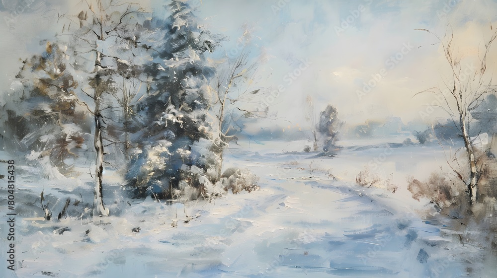 landscape with snow and trees
