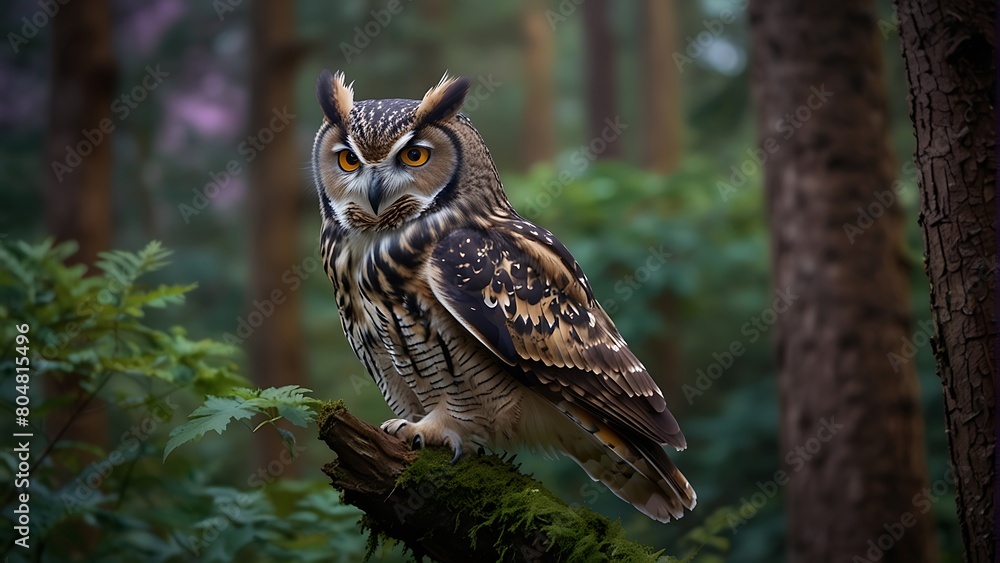 Obraz premium great horned owl Enchanted Guardian The Vibrant Owl