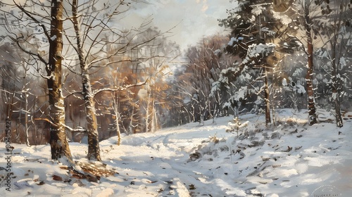 landscape with snow and trees 