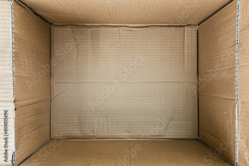 A cardboard box is empty and has no contents. © top images