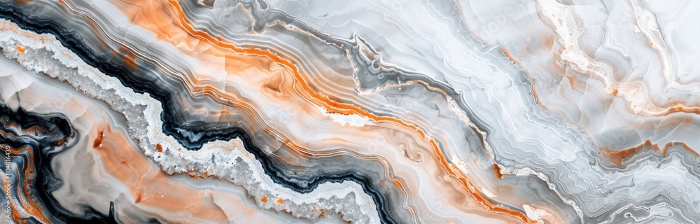 Dynamic Gray and Orange Agate Stone Waves.