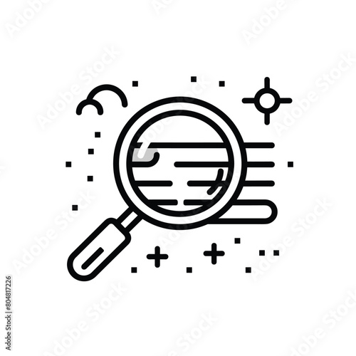 Magnifying glass and dynamic elements symbolizing exploration and discovery.
