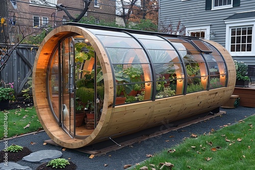 Globe-shaped Greenhouse: Worldly Plants Encased in a Massive Glass Orb photo