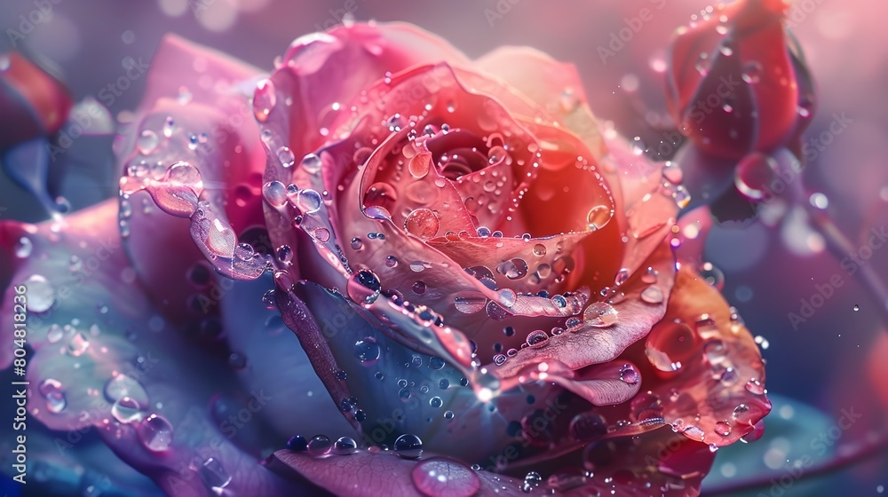 Hyper Dewy Rose Blossom in Vibrant Kaleidoscopic Splendor Hyper Dewy Rose Blossom in Vibrant Kaleidoscopic Splendor