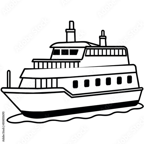 ferry outline illustration digital coloring book page line art drawing