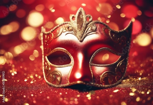 'effects. light backdrop dust festive blurred Abstract gold carnival Realistic red mask confetti luxury background.. venetian mardi background masquerade venice theatre poster diamo' © akkash jpg