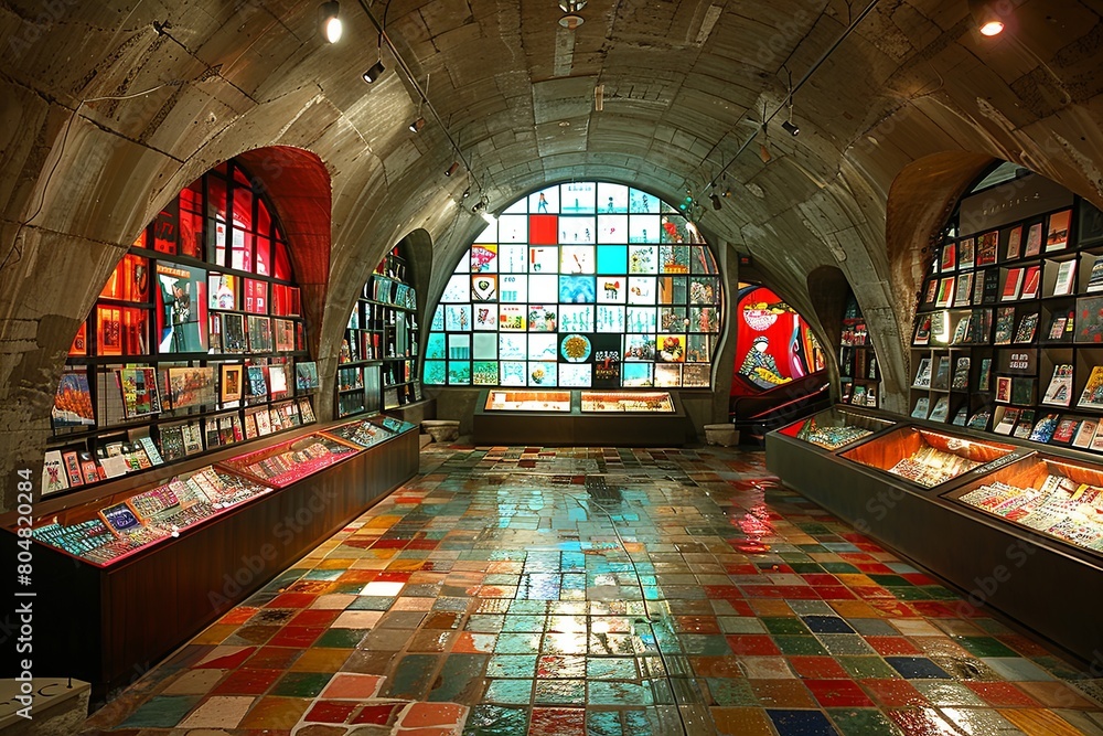 Obraz premium Digital Mall Wonderland: Subterranean Retail Artistry