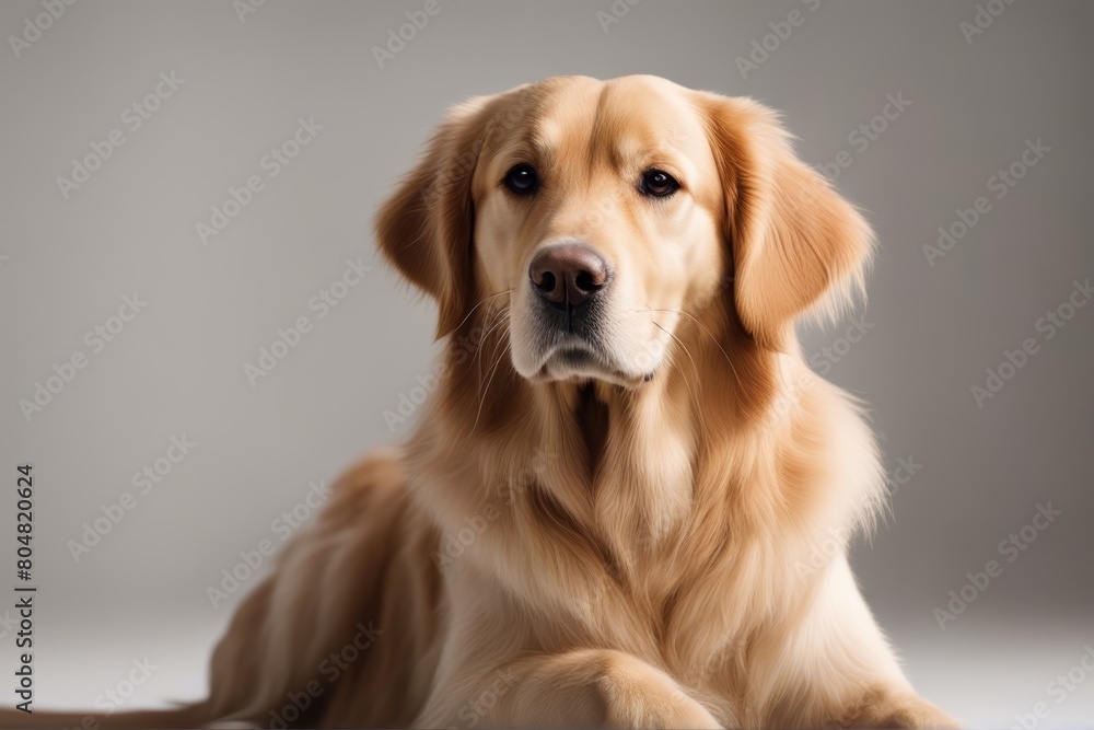 'front golden retriever sitting background white petanimalsittingcaninocarnivoregolden retrieverstudio pet animal canino carnivore'