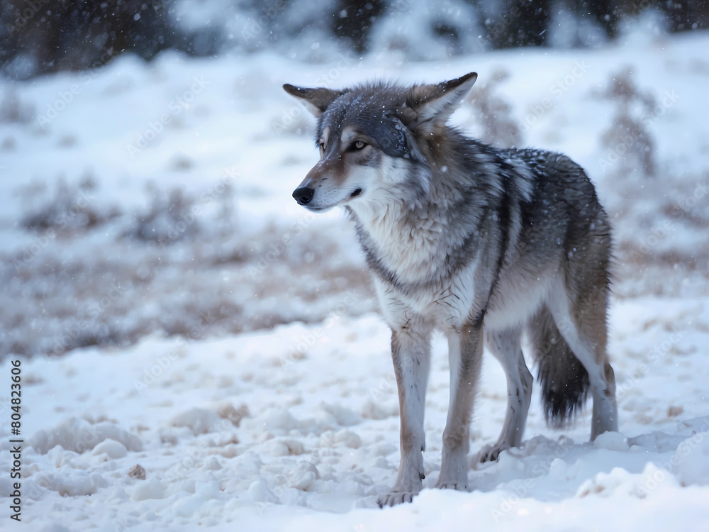 Fototapeta premium wolf in snow
