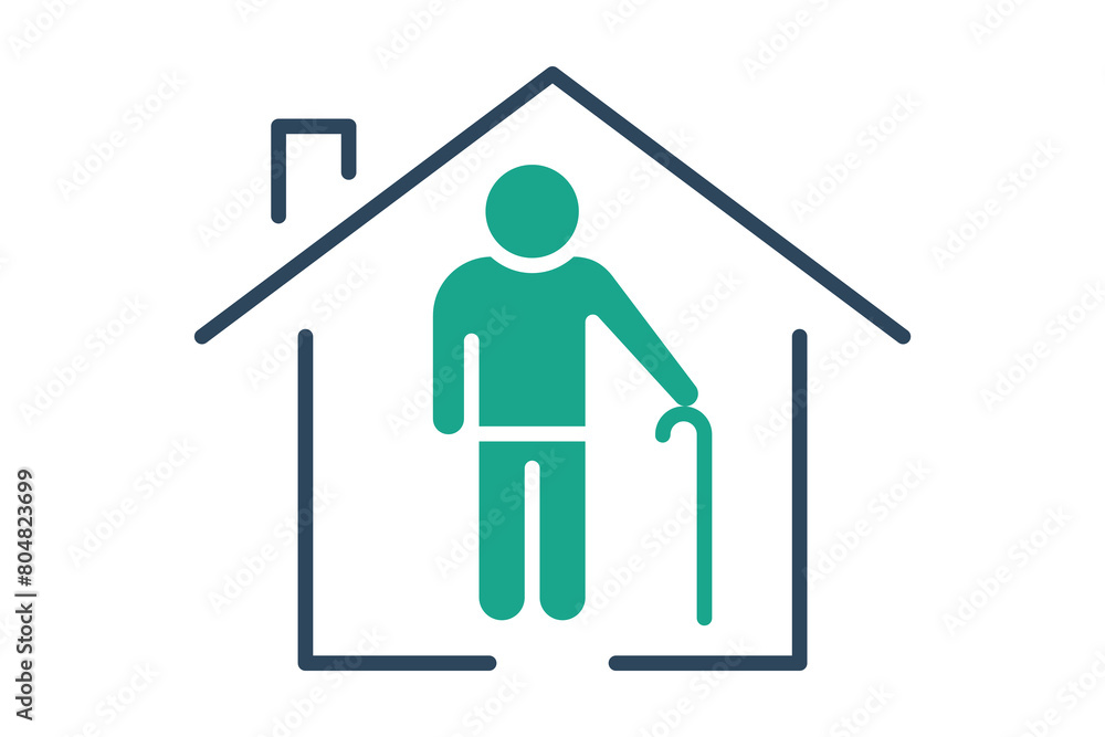 retirement icon. house with elderly. icon related to elderly. solid icon style. old age element illustration retirement icon. house with elderly. icon related to elderly. solid icon style. old age element illustration