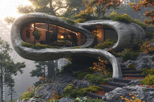 Biomorphic Architecture: The Seamless Integration of Organic Shapes in a Natural Environment photo