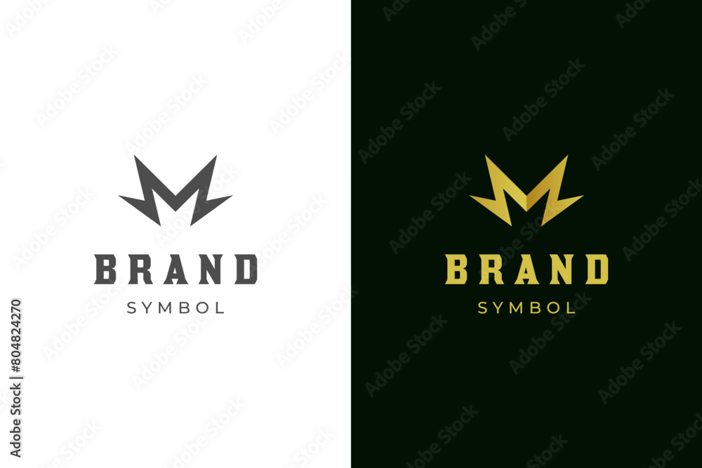 Luxury golden letter M identity Logo icon design with abstract crown ...