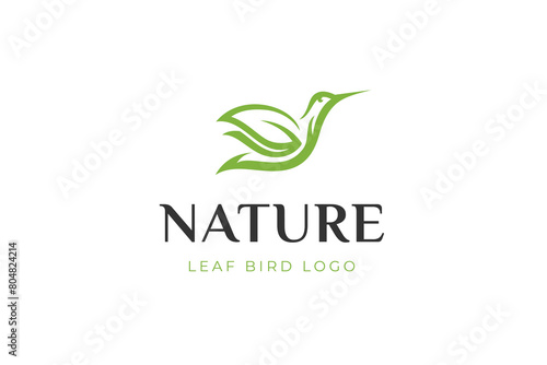leaf bird logo design vector illustration. freedom wildlife nature logo icon design