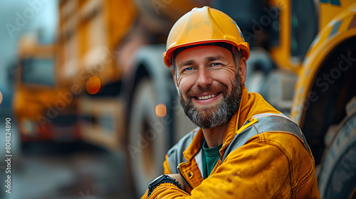 Joy on the Job: Happy Construction Worker Outdoors