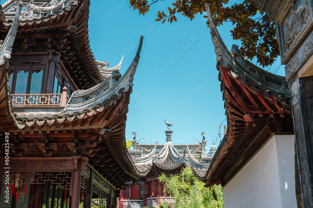 Yuyuan Yu Garden traditional architecture in Shanghai, China