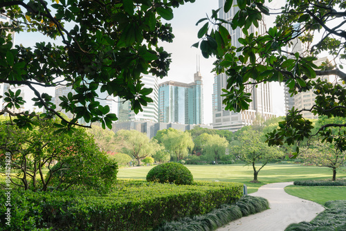 Obraz na płótnie Square Park and city view in Shanghai, China w salonie