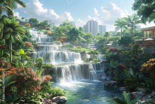 Verdant Urban Oasis: A Vibrant Sanctuary of Lush Parks and Modern Architecture