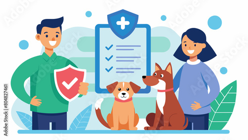 In partnership with local vets a pet insurance company offers discounts for pet owners who share their pets activity data for regular health checkins.. Vector illustration