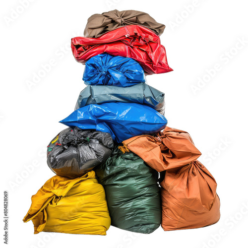 Pile of used sack bags isolated on transparent background © Tombomumet Studio