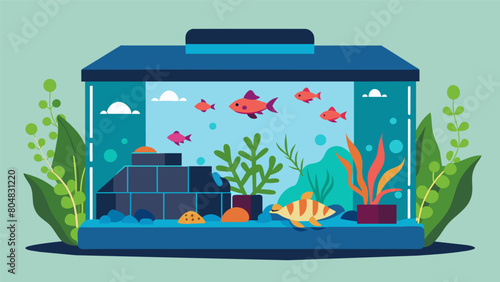 A temperaturecontrolled aquarium with a variety of plants and hiding spots to create a peaceful and stimulating environment for your fish.. Vector illustration