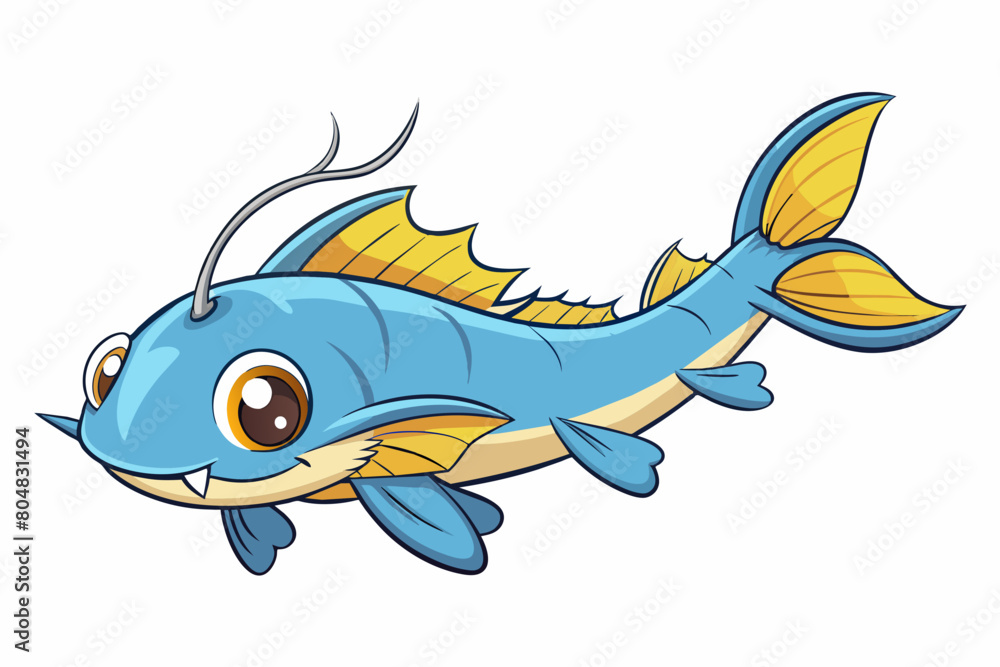 electric catfish cartoon vector illustration