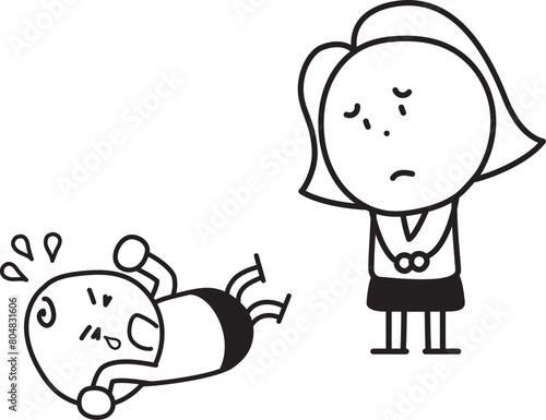 泣き叫ぶ子供を前に悲しい顔をする母親、女性
