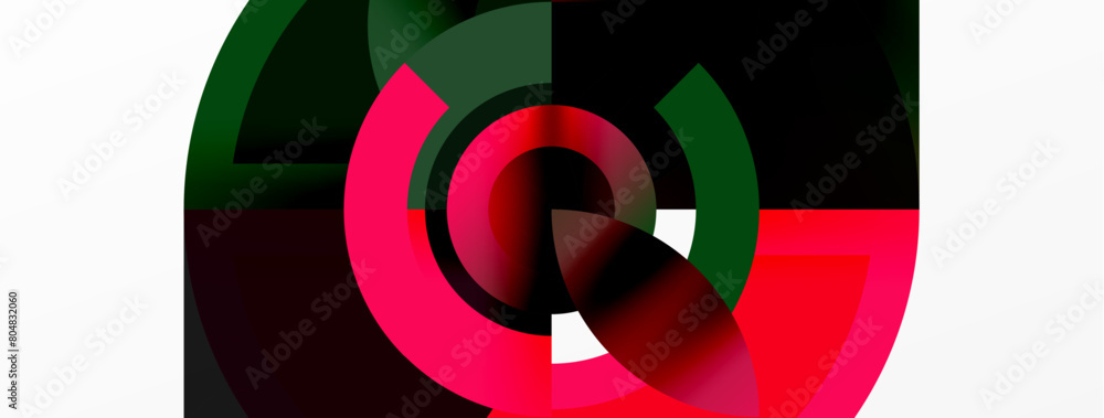 A vibrant design featuring a red, green, and black circle on a white background. The use of color and symmetry creates a captivating art piece, suitable for a logo, event graphics, or pattern A vibrant design featuring a red, green, and black circle on a white background. The use of color and symmetry creates a captivating art piece, suitable for a logo, event graphics, or pattern
