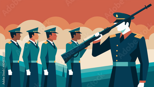 In a powerful and moving tribute the honor guard performs a rifle salute as a solemn reminder of the sacrifices made by their fellow soldiers in. Vector illustration