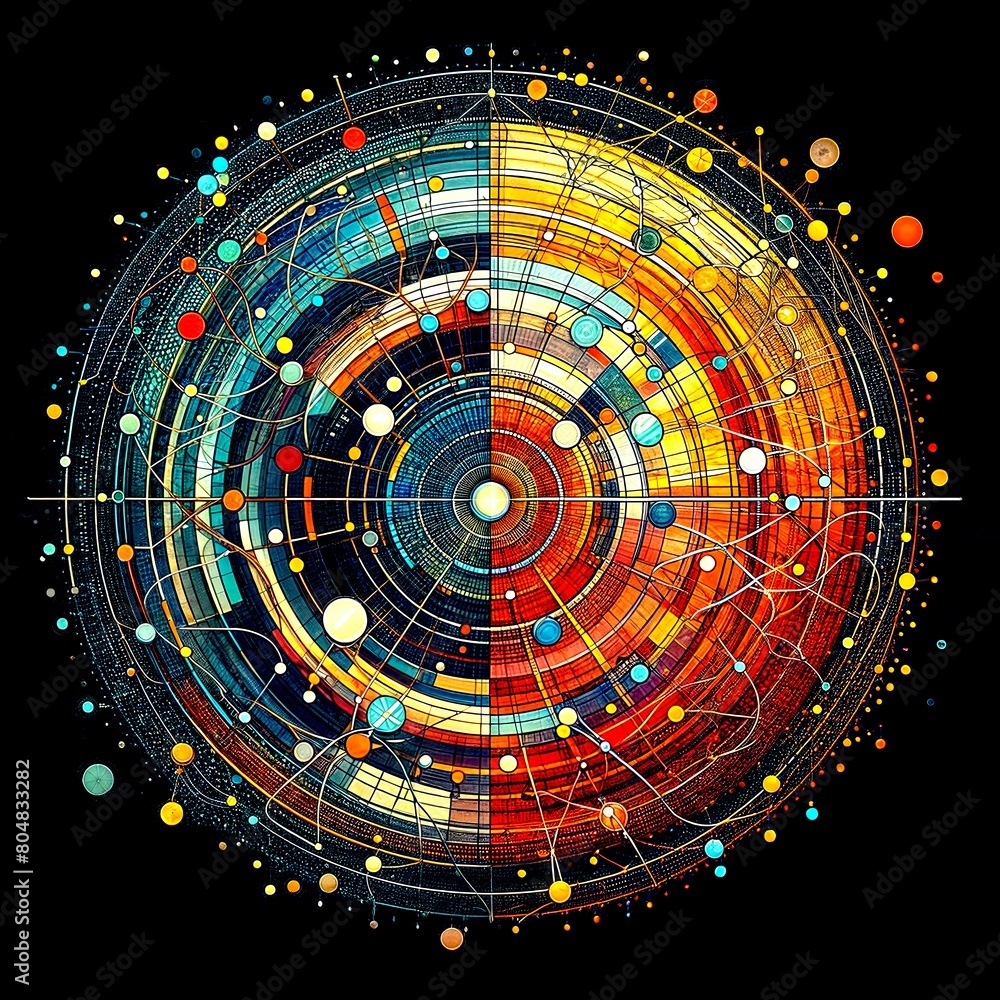 Vibrant Circular Abstract Design on Dark Background Vibrant Circular Abstract Design on Dark Background