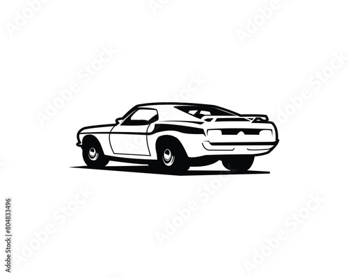 1968 Mustang 390 car. vector silhouette isolated on white background seen from behind. Best for badges  emblems  icons  sticker designs  automotive industry.