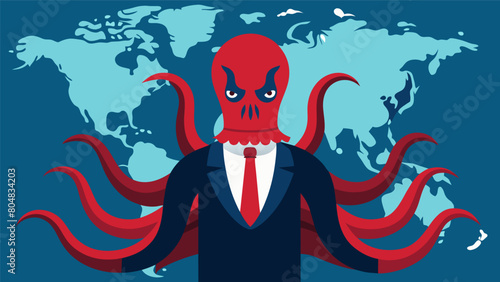 The political octopus had a stranglehold on diplomacy using its tentacles to maintain power and advantage in international relations..