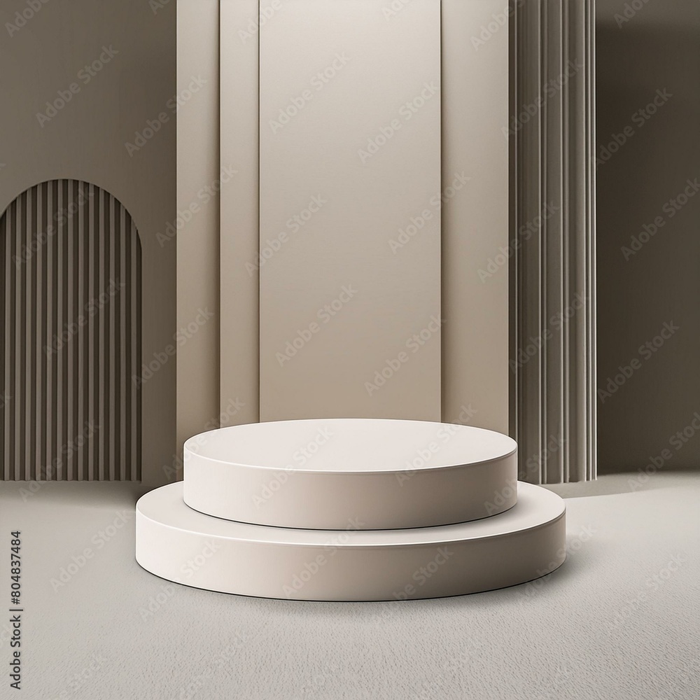 3d display product beige minimal scene with geometric podium platform. cylinder background 3d rendering with podium. stand for cosmetic products. Stage showcase on pedestal 3d beige studio 3d display product beige minimal scene with geometric podium platform. cylinder background 3d rendering with podium. stand for cosmetic products. Stage showcase on pedestal 3d beige studio