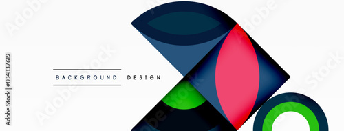 An eyecatching geometric design featuring circles and triangles in tints and shades of electric blue, creating a mesmerizing pattern of symmetry on a white background
