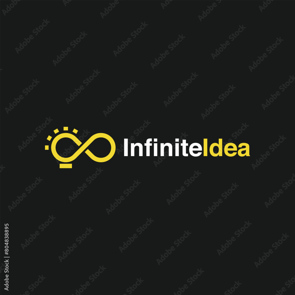 Fototapeta premium Infinite light bulb logo design, infinite idea logo concept