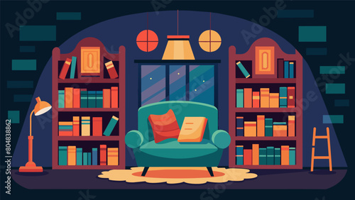 The secondhand bookshops reading nook is a haven for avid readers seeking a unique and personalized reading experience.. Vector illustration