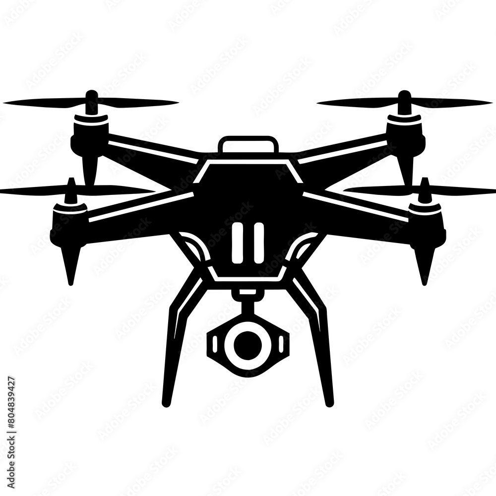 Drone silhouette vector icon illustration on a white background Drone silhouette vector icon illustration on a white background