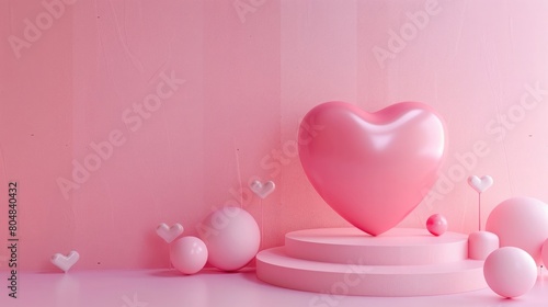 Heart-shaped mockup podium for product presentation