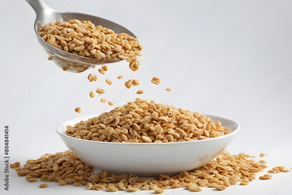 AI Generated-A spoon is scooping up some cereal from a bowl